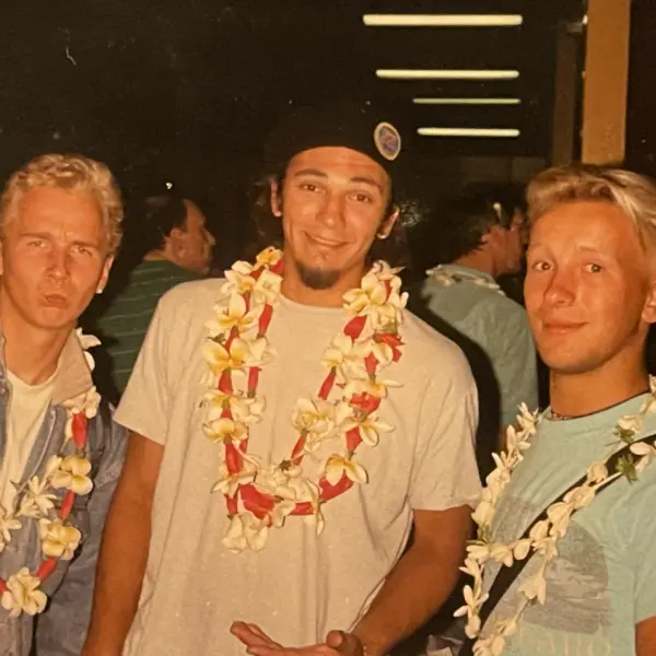 Bernd Schneider und Jess Dyrenforth in Tahiti 1987