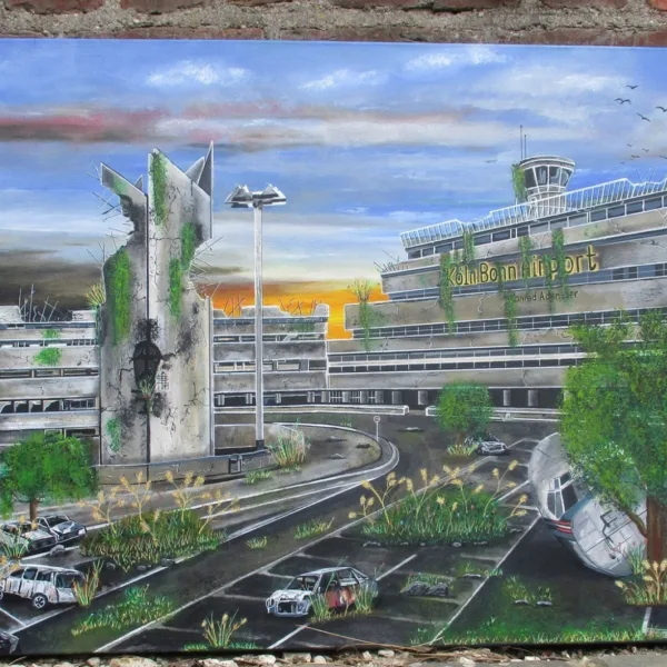 Der Kölner Flughafen. Acryl auf Leinwand 120cm X 60cm