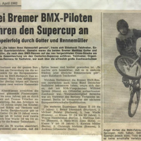 Zeitungsartikel aus der ersten BDR-Saison 1982