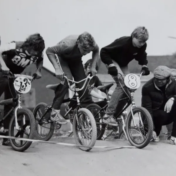 Start beim allerersten Rennen in Bremen-Grohn. Fred Rennemüller, Kai Jesse, Andreas Teichreber und Hartwig Hofherr