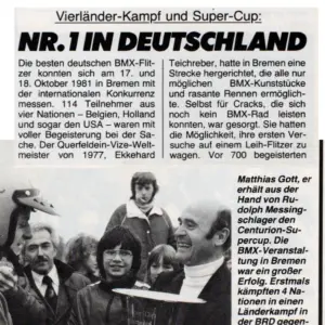 Bericht über den Supercup 1981 aus der Tour