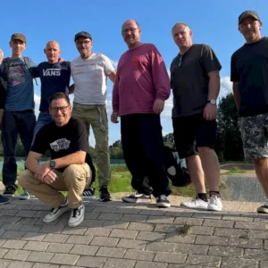 Ekkehardt with the 1st and 2nd gen racers from Bremen-Grohn at the 40th anniversary of the Vegesacker BMX Club in 2013