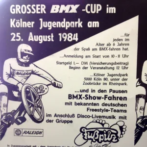 Das Plakat zur ersten BMX Veranstaltung im Jugendpark