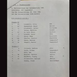 Ergebnisse aus Herborn, 20. Juni 1982