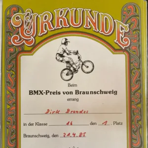 Urkunde aus Braunschweig von 1985